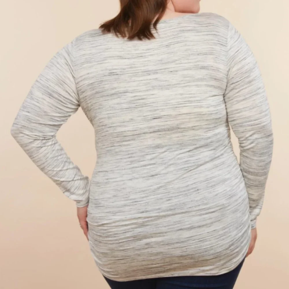 Motherhood Maternity Plus Size Long Sleeve Side Ruched Grey Spacedye Shi…
